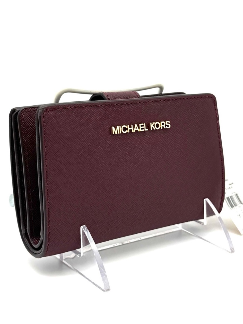 Michael Kors Medium Bifold Zip Chain Wallet Ox Blood